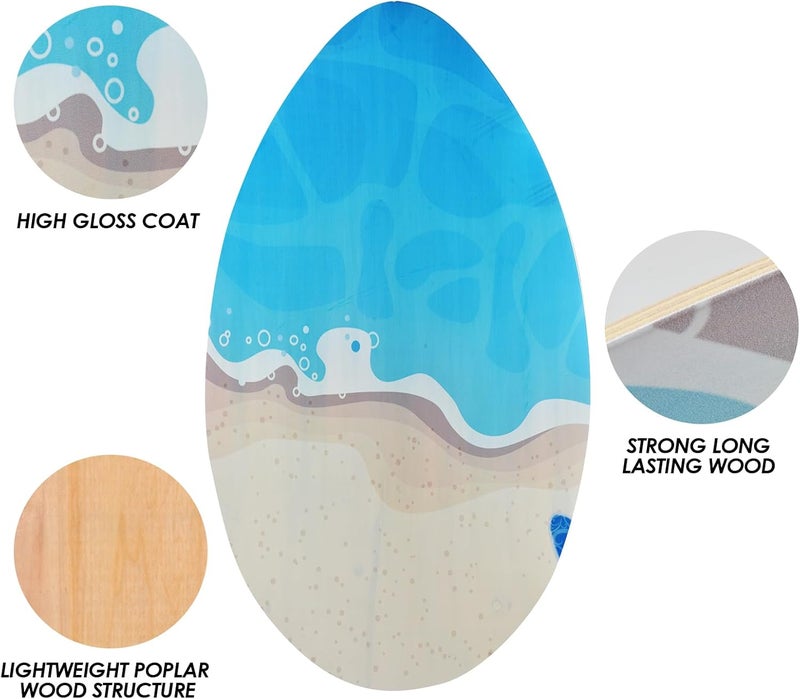 Seething 35 Inch Skimboard with High Gloss Coat Wood Skim Board for Beginners,Kids, Teenagers, Adults and All Skimming - Image 3
